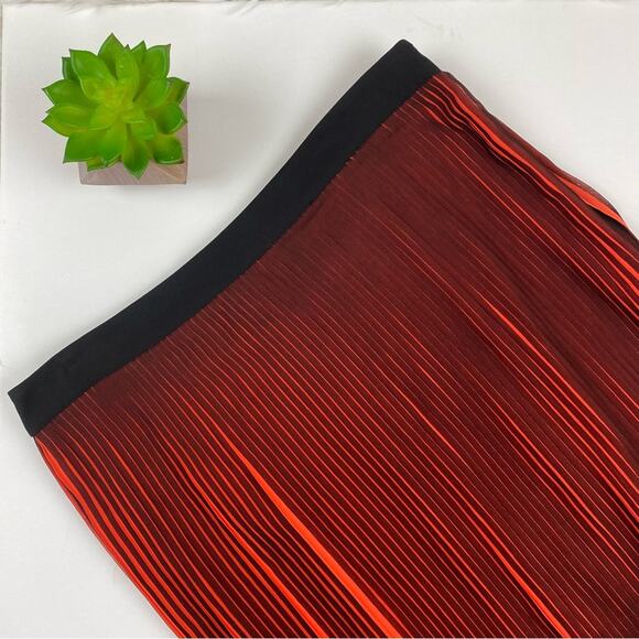 Bardot Dresses & Skirts - Bardot Women's Pleated Gauze Midi Skirt Orange Black Size 10 Boho